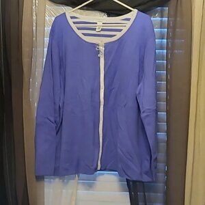 NWT-Isaac Mizrahi Cardigan. PURPLE SIZE 2X-REVERSABLE!